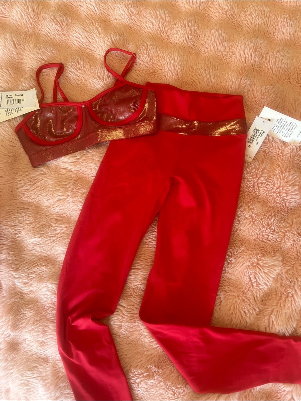 Red Shimmer Bralette & Legging Set - nwt heroine sport set XS
